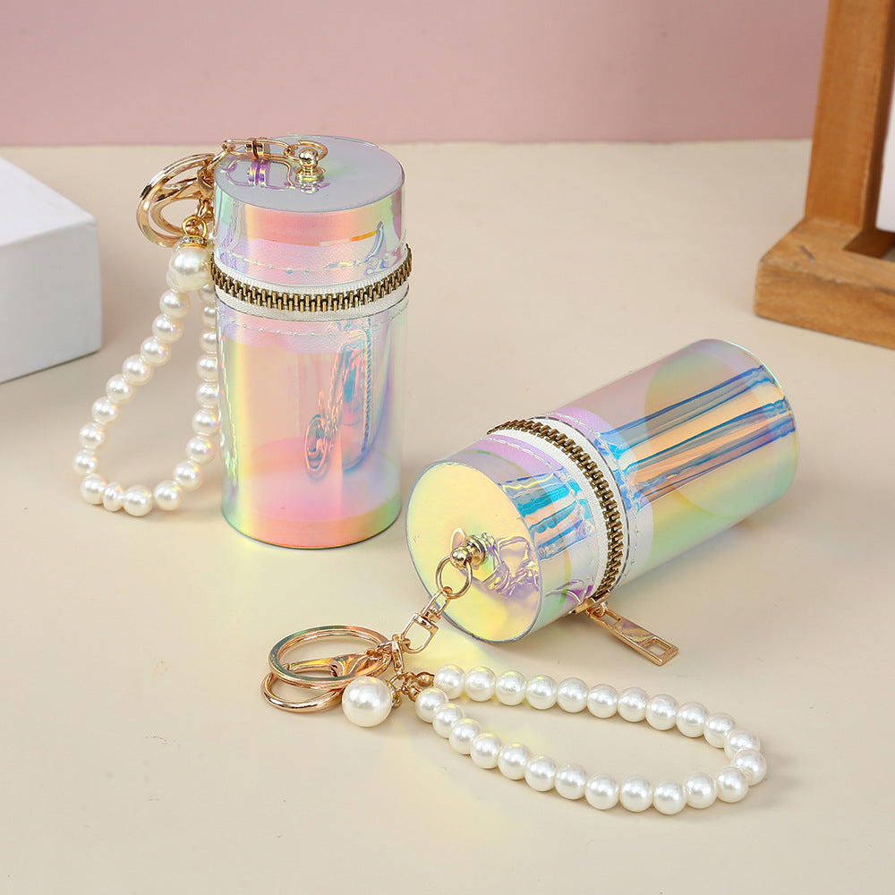 β¨ Adorable Pearl-Embellished Mini Bucket Bag π - Your Perfect Lipstick & Coin Companion! πΈ Dreamy Ivory Faux Leather! πΌ