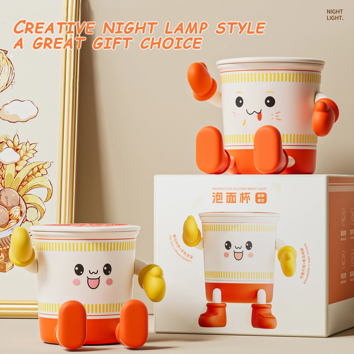Kawaii Cartoon Cup Noodle LED Night Light πβ¨ β Adorable & Fun Home DΓ©cor Lamp for Bedrooms, Gifts & Cozy Spaces!