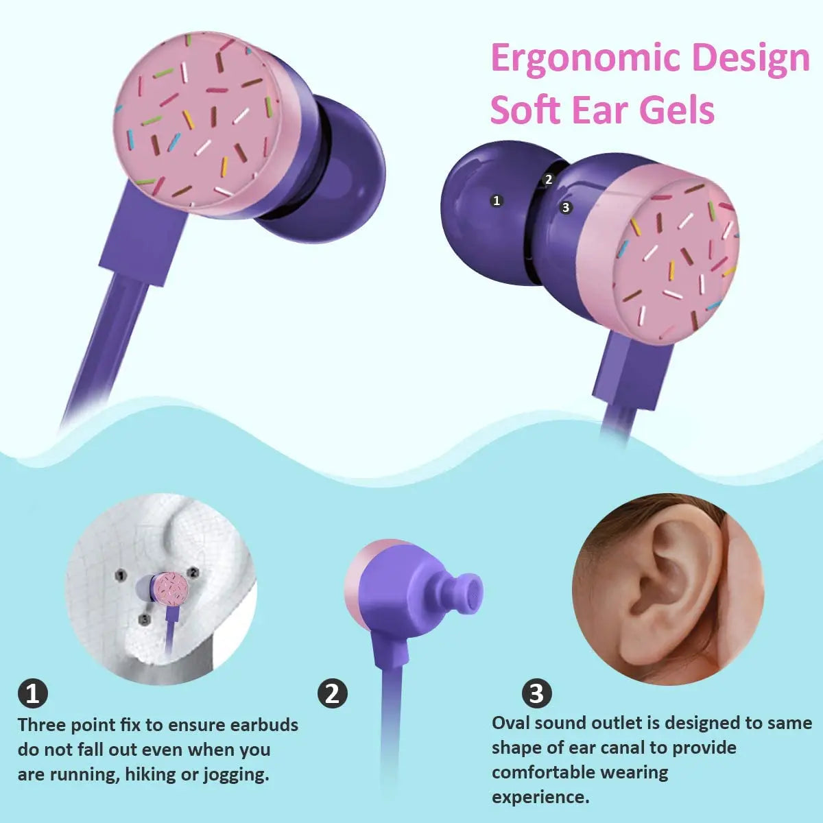 Kawaii Donut Earbuds π©β¨ - Adorable Wired Headphones with Microphone & Cute Case for Kids π§πΎ