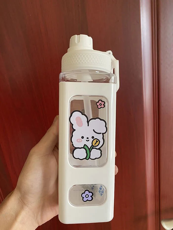 π Kawaii Square Straw Bottle π₯€β¨ Cute & Colorful Water Container for Adventures! ποΈπ
