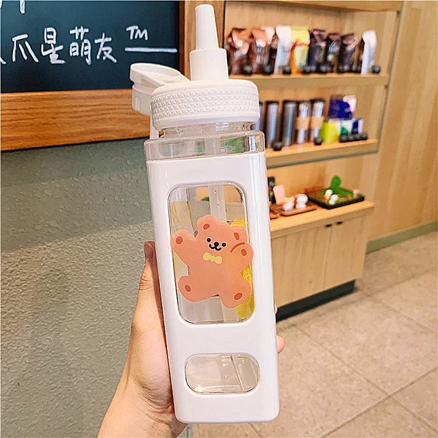 π Kawaii Square Straw Bottle π₯€β¨ Cute & Colorful Water Container for Adventures! ποΈπ
