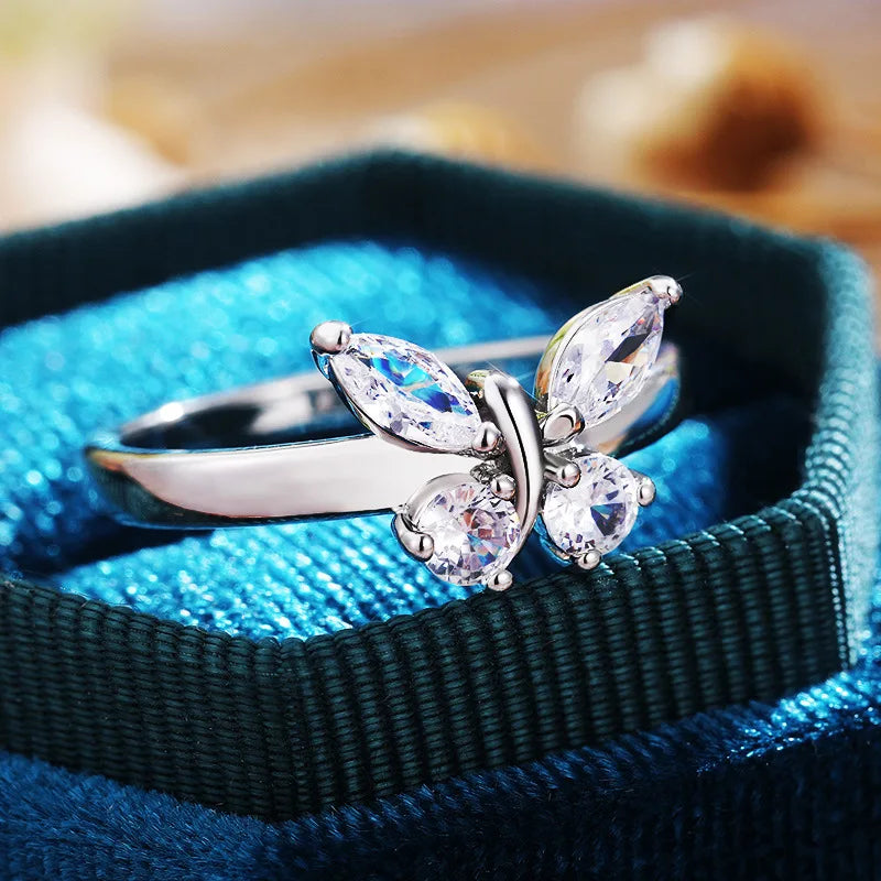 Kawaii 925 Silver Butterfly Ring πΈβ¨ | Cute Cubic Zirconia Jewelry for Women & Girls π¦ | Perfect for Engagements & Parties! ππ