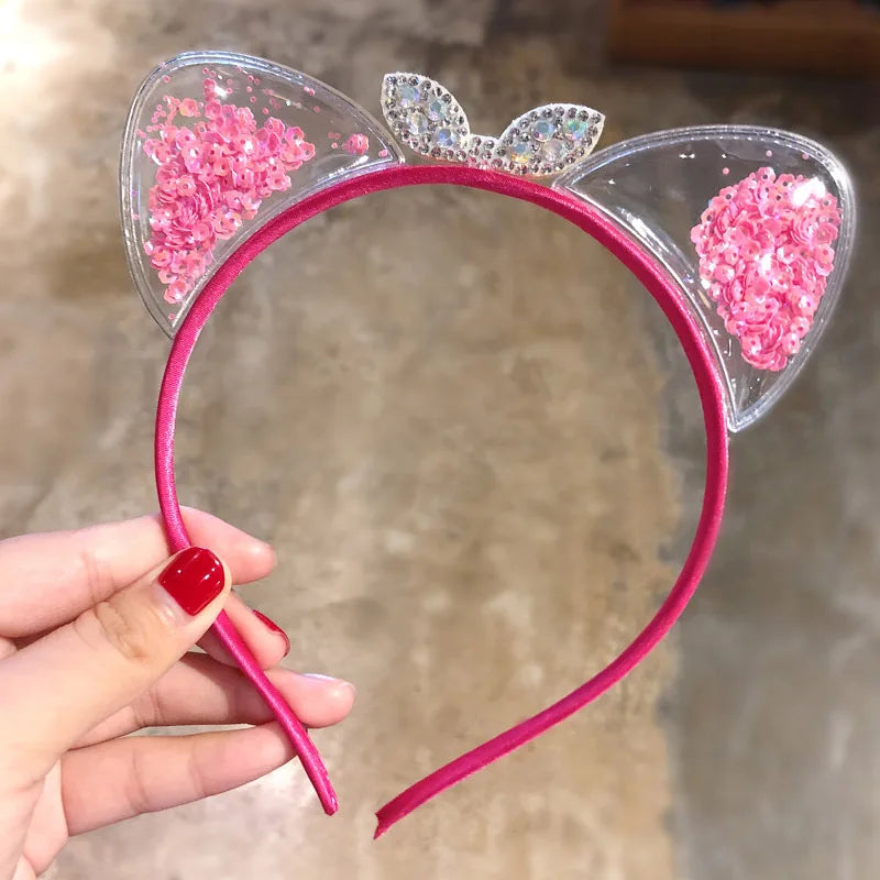 Kawaii Sparkling Cat Ears Hairband πβ¨ - Adorable Sequin Headband for Girls | Cute Princess Hair Accessories π±π