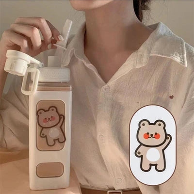 π Kawaii Square Straw Bottle π₯€β¨ Cute & Colorful Water Container for Adventures! ποΈπ