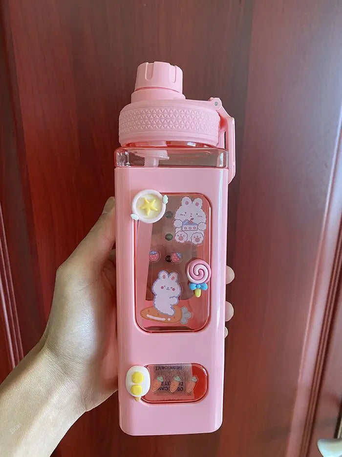 π Kawaii Square Straw Bottle π₯€β¨ Cute & Colorful Water Container for Adventures! ποΈπ