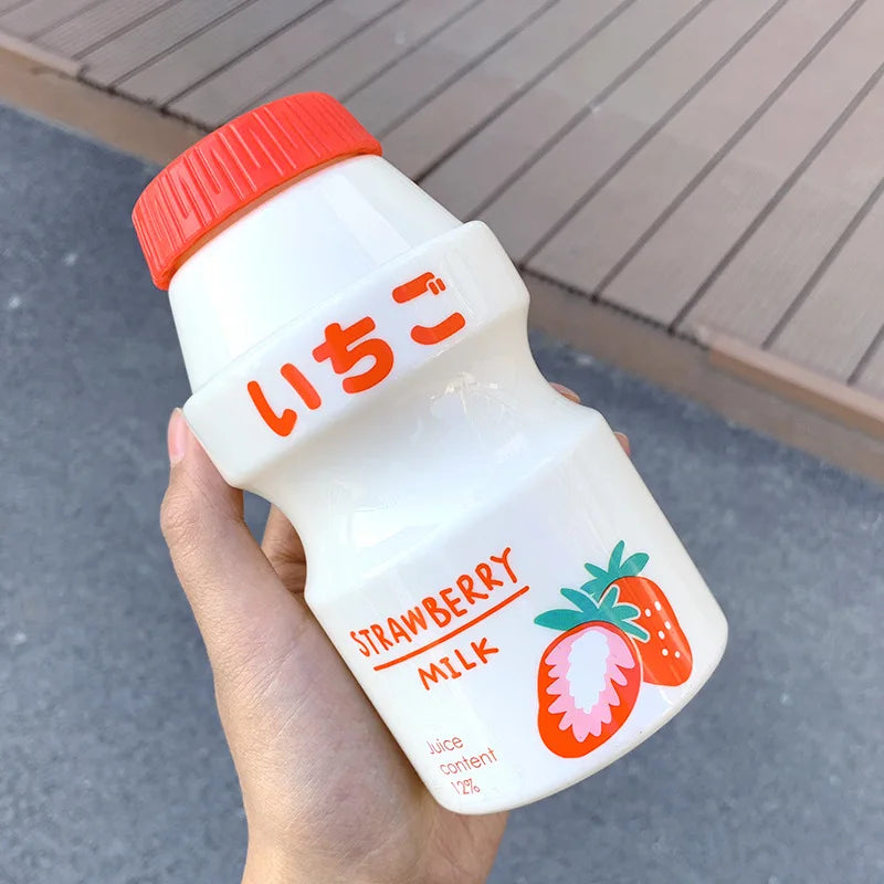 🍉 Cute & Colorful 480ml Frosted Fruit Water Bottle - Adorable Milk Carton Design for Kids! 🍑