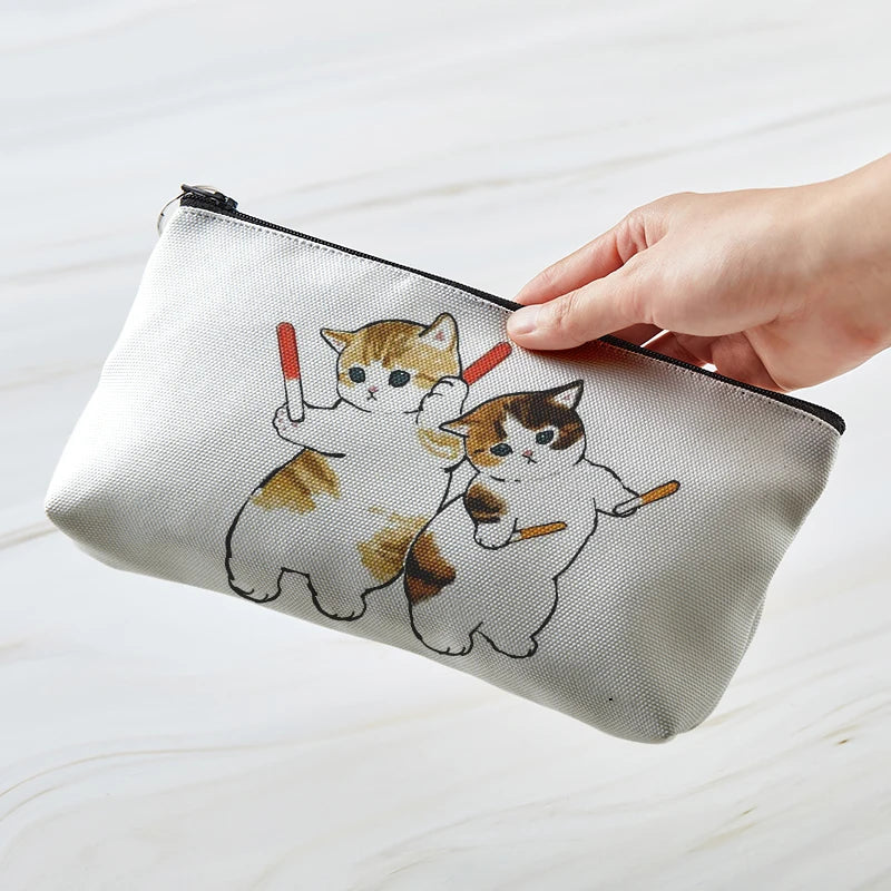 Adorable Kawaii Cat Makeup Bag πΎβ¨ - Cute Canvas Cosmetic Organizer for Travel & Toiletries! ππ