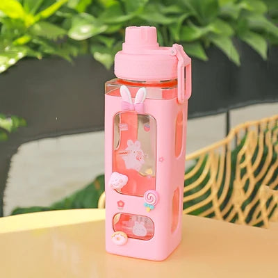 π Kawaii Square Straw Bottle π₯€β¨ Cute & Colorful Water Container for Adventures! ποΈπ
