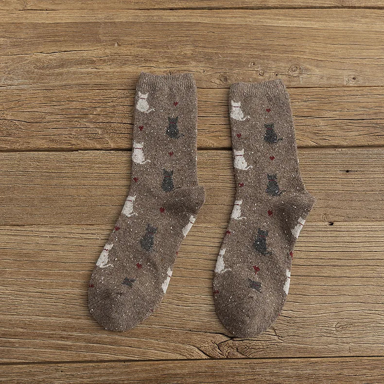 πΎ Cozy Cat Cuddles: Adorable Japanese Style Thick Socks for Women π±β¨