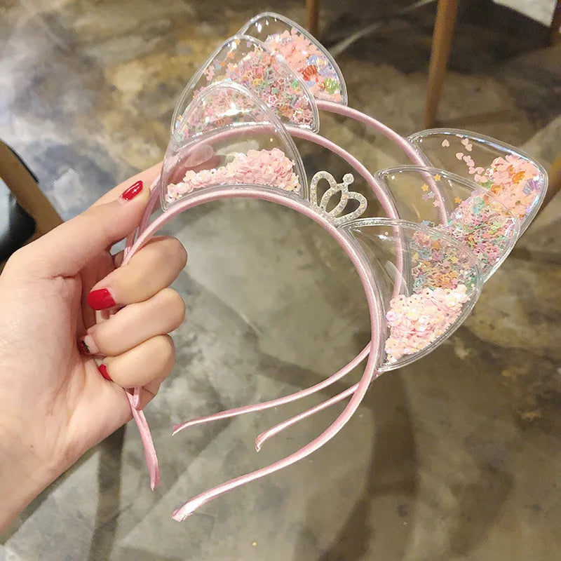 Kawaii Sparkling Cat Ears Hairband πβ¨ - Adorable Sequin Headband for Girls | Cute Princess Hair Accessories π±π