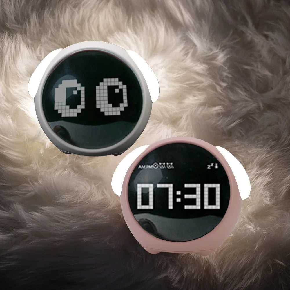 Kawaii LED Night Light Alarm Clock πβ¨ - Adorable Voice-Controlled Timekeeper with Thermometer & Snooze Function for Kids! ππ