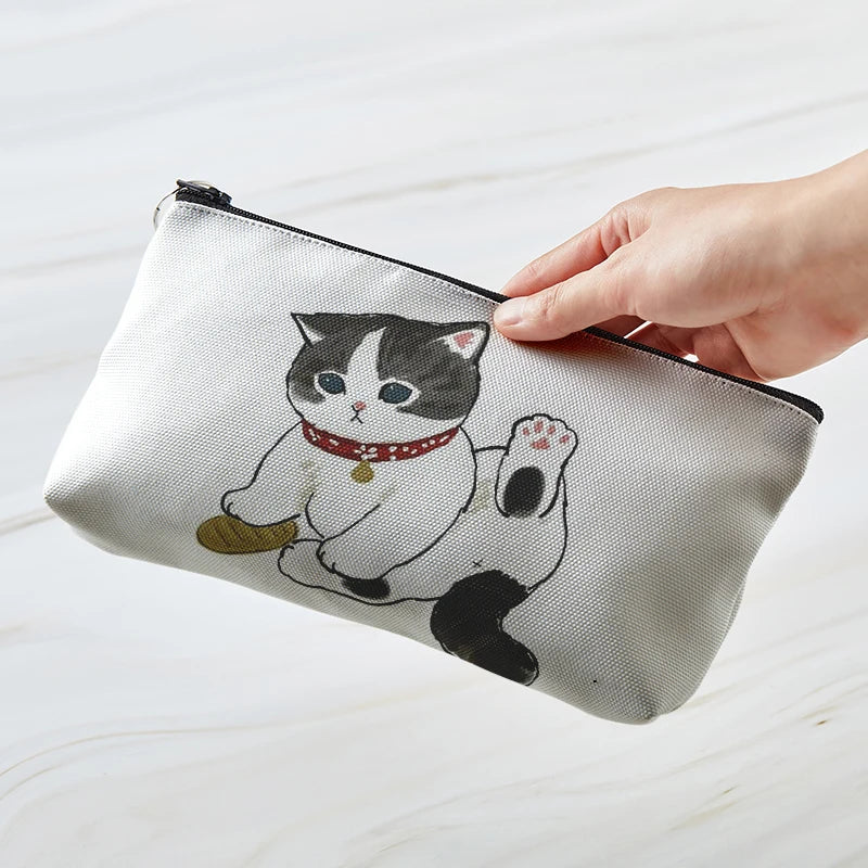 Adorable Kawaii Cat Makeup Bag πΎβ¨ - Cute Canvas Cosmetic Organizer for Travel & Toiletries! ππ