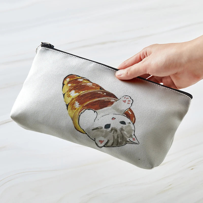 Adorable Kawaii Cat Makeup Bag πΎβ¨ - Cute Canvas Cosmetic Organizer for Travel & Toiletries! ππ