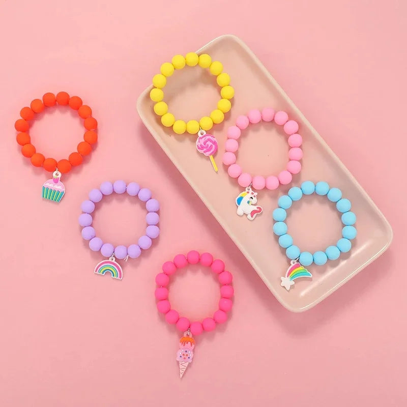 💖 Adorable Kawaii Popcorn Beads Bracelet 🌈 for Girls - Whimsical Friendship Jewelry 🌟