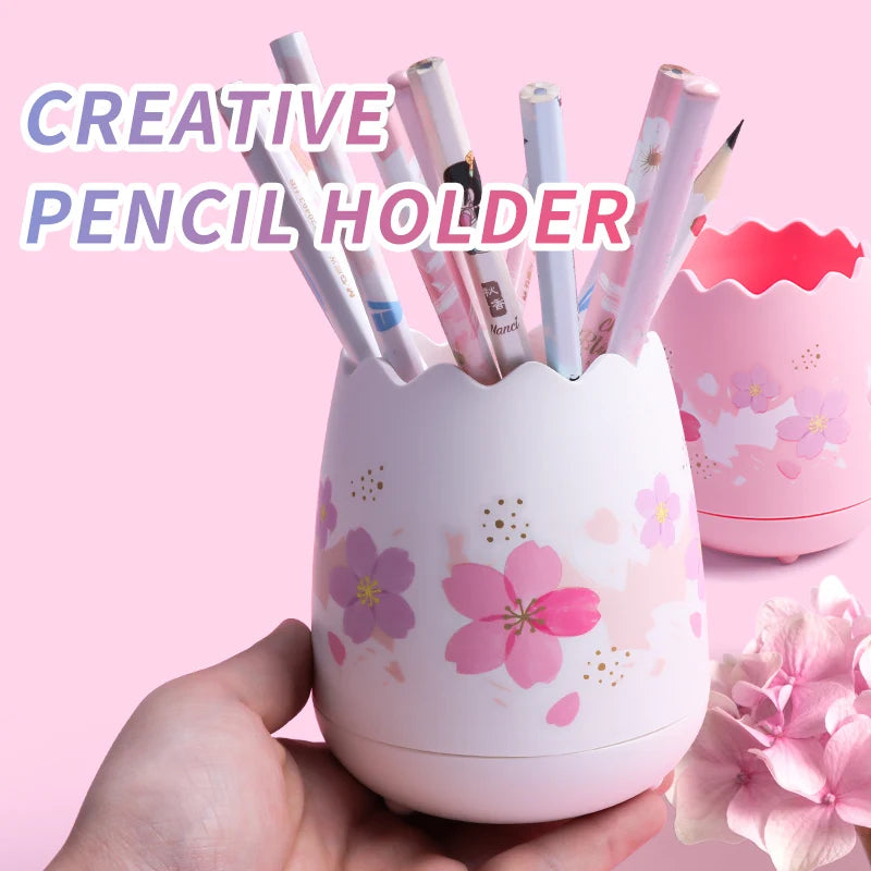 Kawaii Cherry Blossom Egg Pen Holder πΈβ¨ | Cute Pink Storage Pencil Case for School & Office Supplies ποΈπ
