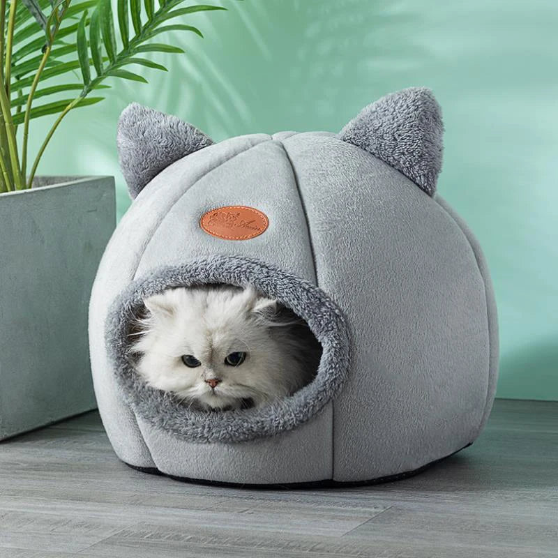 Kawaii Cozy Winter Cat Cave πΎπ | Soft Cotton Pet Bed for Cats & Small Dogs π‘β¨