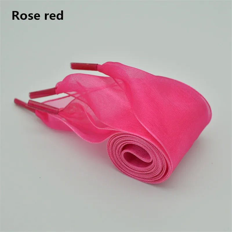 Wide 4cm Transparent Chiffon Silk Flat Shoelaces With Big Bow 👟🎀