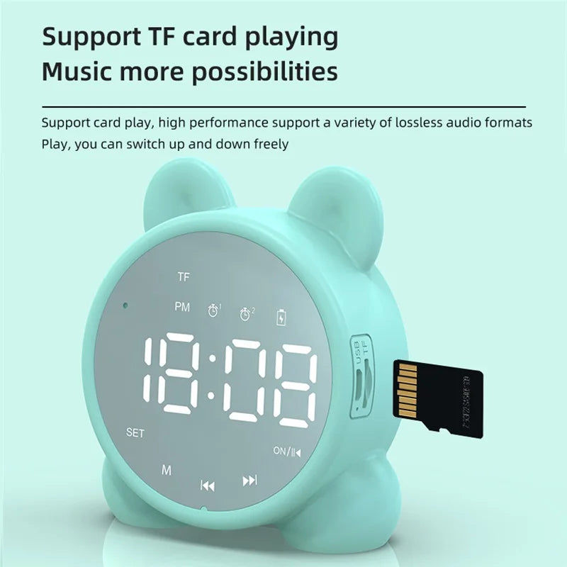 Kawaii Cat Bluetooth Mirror Alarm Clock πΎπ β Adorable Kids Bedside Clock with LED Display & Double Alarms! πΆπ€