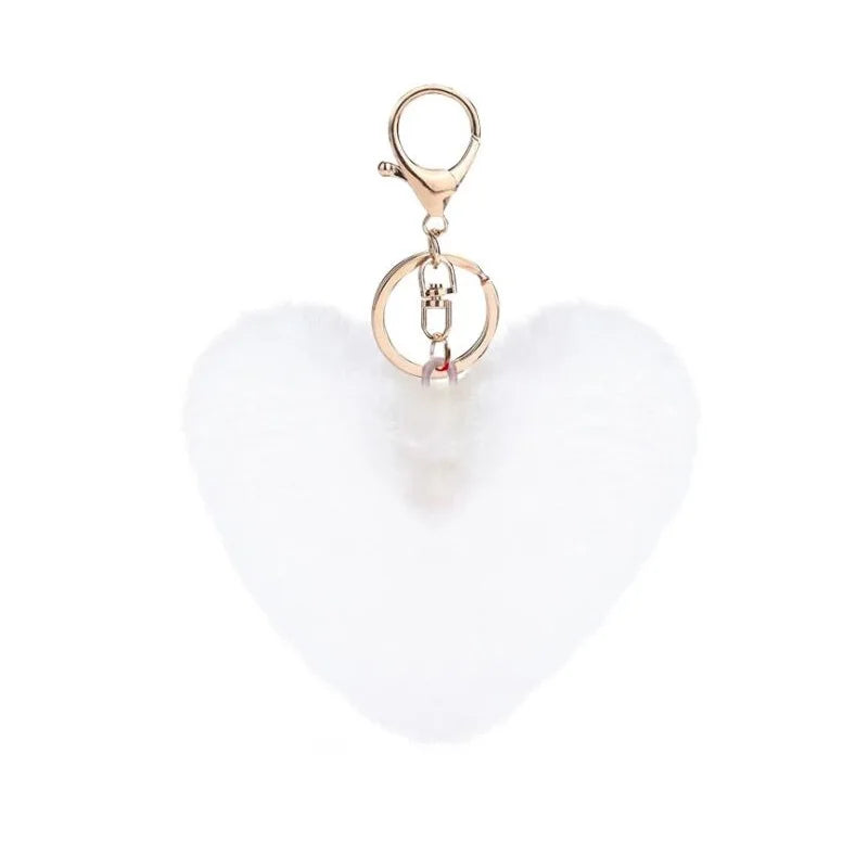 Kawaii Love Heart Pom Pom Keychain πβ¨ Fluffy Pompom Keyring for Girls - Adorable Bag Charm! ππ
