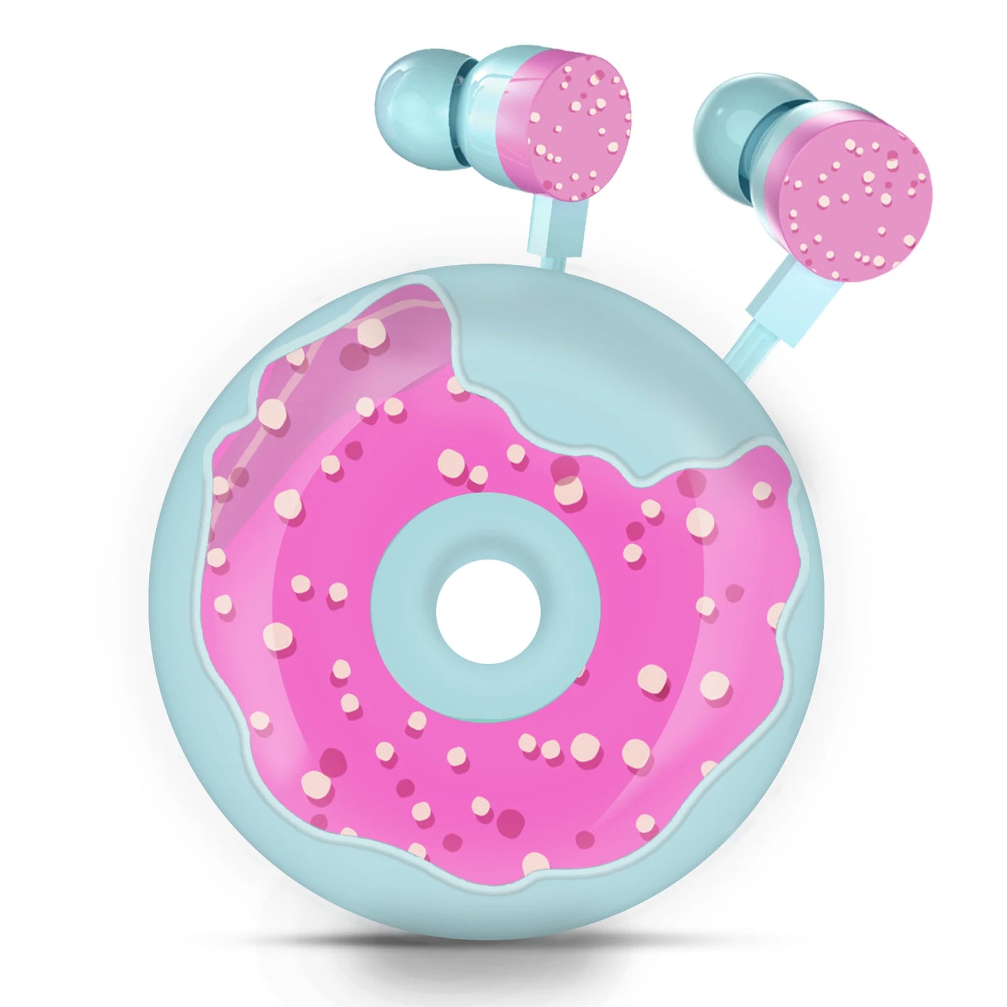 Kawaii Donut Earbuds π©β¨ - Adorable Wired Headphones with Microphone & Cute Case for Kids π§πΎ