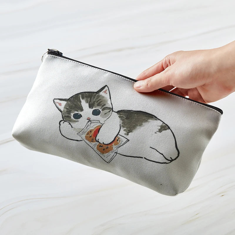Adorable Kawaii Cat Makeup Bag πΎβ¨ - Cute Canvas Cosmetic Organizer for Travel & Toiletries! ππ
