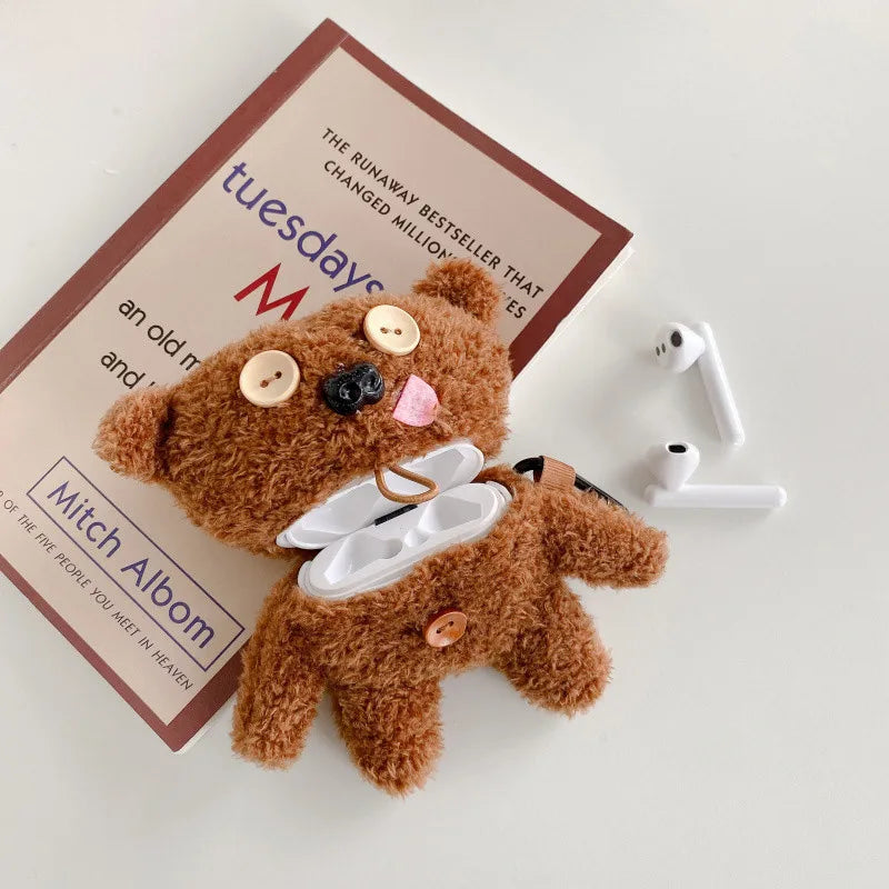 Kawaii 3D Plush Bear Earphone Case 🐻✨ for AirPods 1 2 3 4 Pro2 - Cute & Protective Silicone Cover! 🎧💖