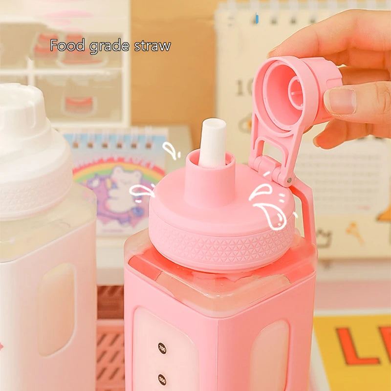 π Kawaii Square Straw Bottle π₯€β¨ Cute & Colorful Water Container for Adventures! ποΈπ