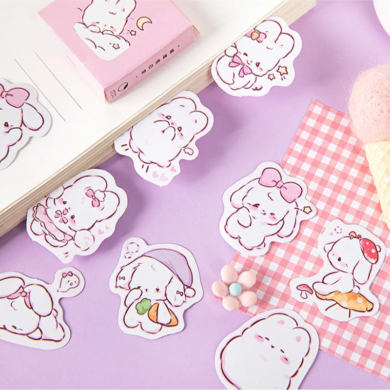 Adorable 45 Pcs Rabbit Kawaii Stickers for Planners π°β¨ β Cute Scrapbooking & Diary Decor!