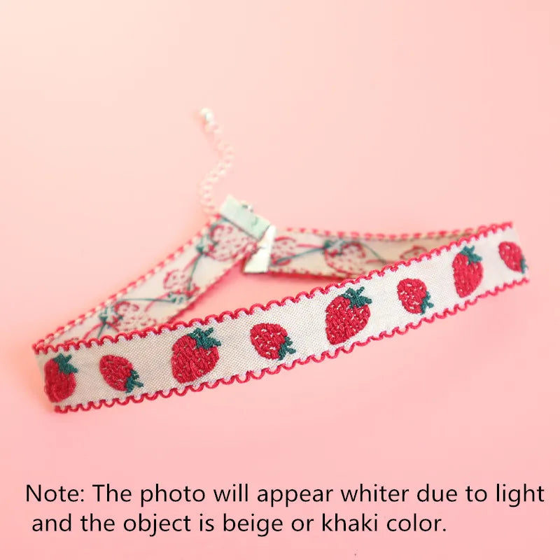 Kawaii Strawberry Choker Necklace πβ¨ | Adorable Velvet Ribbon for Women & Girls | Party & Club Fashion Jewelry