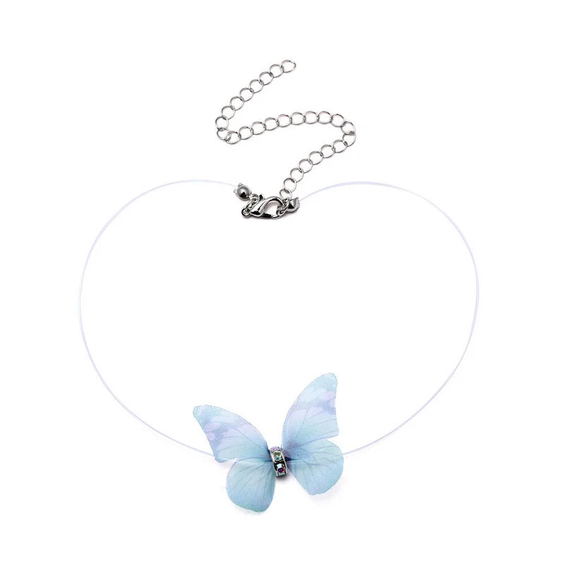 Kawaii Butterfly Crystal Choker 🌈✨ - Colorful Yarn Necklace for Girls & Women 🎀💖 - Perfect Gift for Parties!