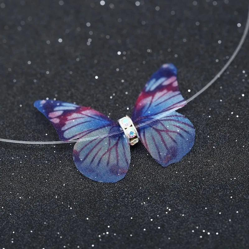 Kawaii Butterfly Crystal Choker 🌈✨ - Colorful Yarn Necklace for Girls & Women 🎀💖 - Perfect Gift for Parties!