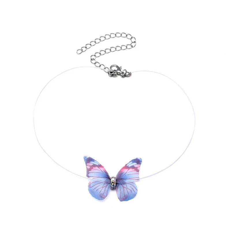 Kawaii Butterfly Crystal Choker 🌈✨ - Colorful Yarn Necklace for Girls & Women 🎀💖 - Perfect Gift for Parties!