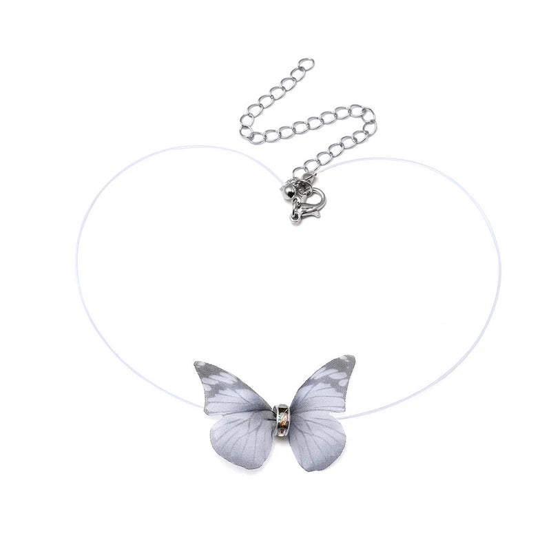 Kawaii Butterfly Crystal Choker 🌈✨ - Colorful Yarn Necklace for Girls & Women 🎀💖 - Perfect Gift for Parties!