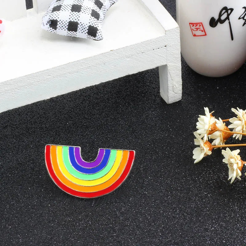 Kawaii Rainbow Enamel Brooch Pins πβ¨ | Cute Metal Badge for Women π | Trendy Cartoon Accessories for Hats & Collars ππ