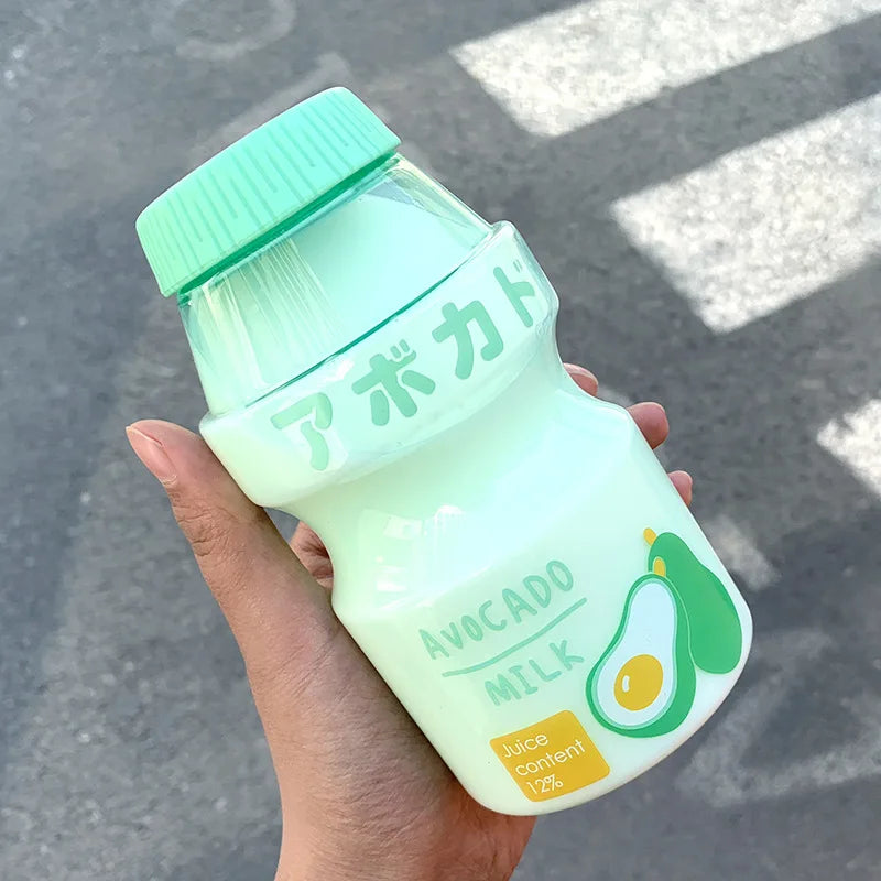 🍉 Cute & Colorful 480ml Frosted Fruit Water Bottle - Adorable Milk Carton Design for Kids! 🍑