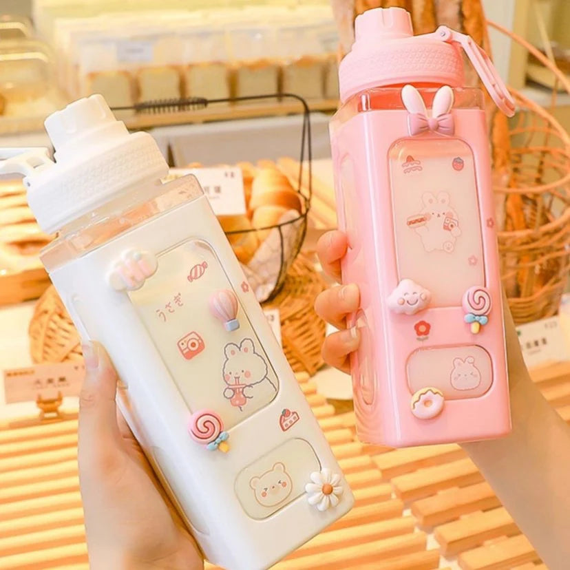 π Kawaii Square Straw Bottle π₯€β¨ Cute & Colorful Water Container for Adventures! ποΈπ