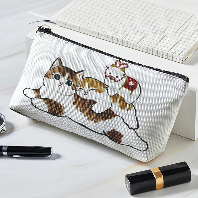 Adorable Kawaii Cat Makeup Bag πΎβ¨ - Cute Canvas Cosmetic Organizer for Travel & Toiletries! ππ