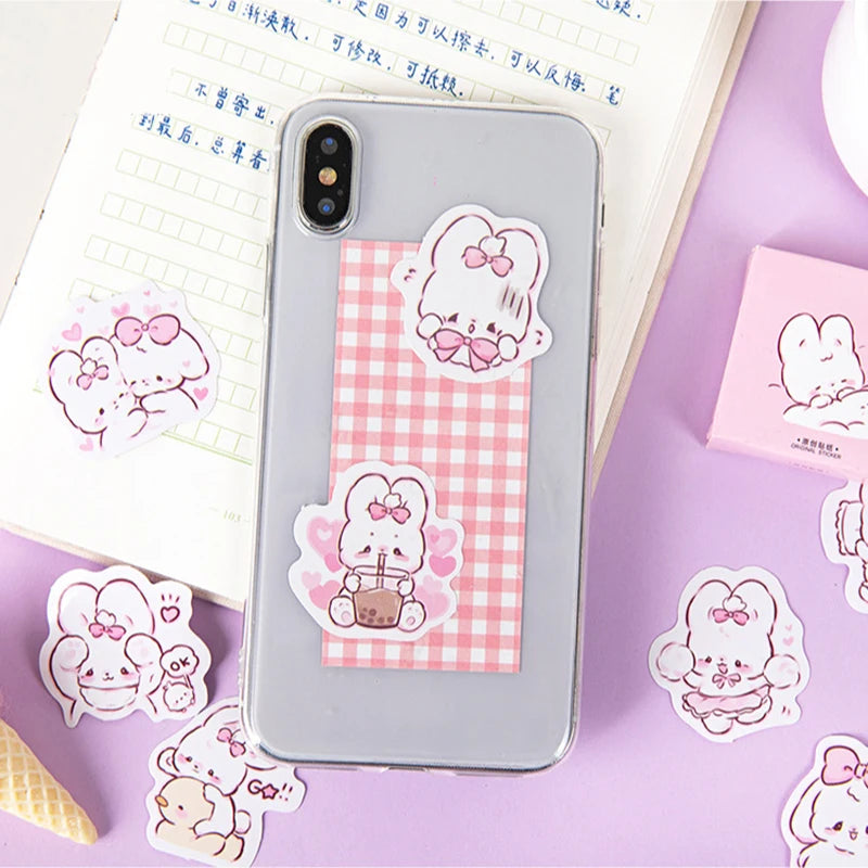 Adorable 45 Pcs Rabbit Kawaii Stickers for Planners π°β¨ β Cute Scrapbooking & Diary Decor!