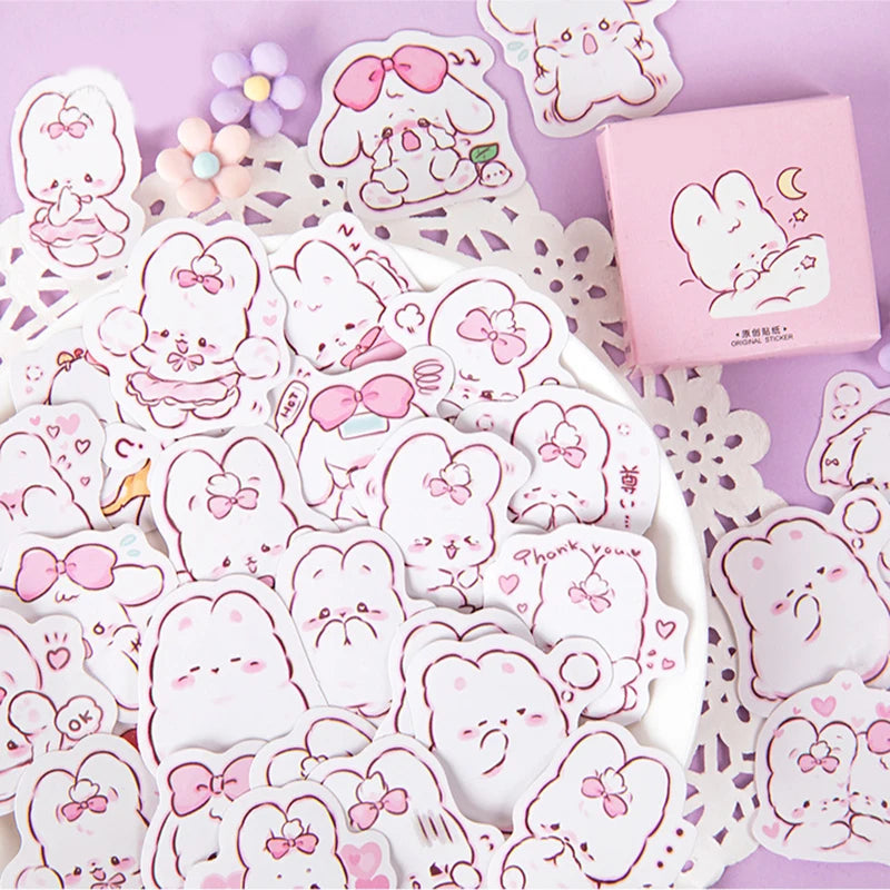 Adorable 45 Pcs Rabbit Kawaii Stickers for Planners π°β¨ β Cute Scrapbooking & Diary Decor!