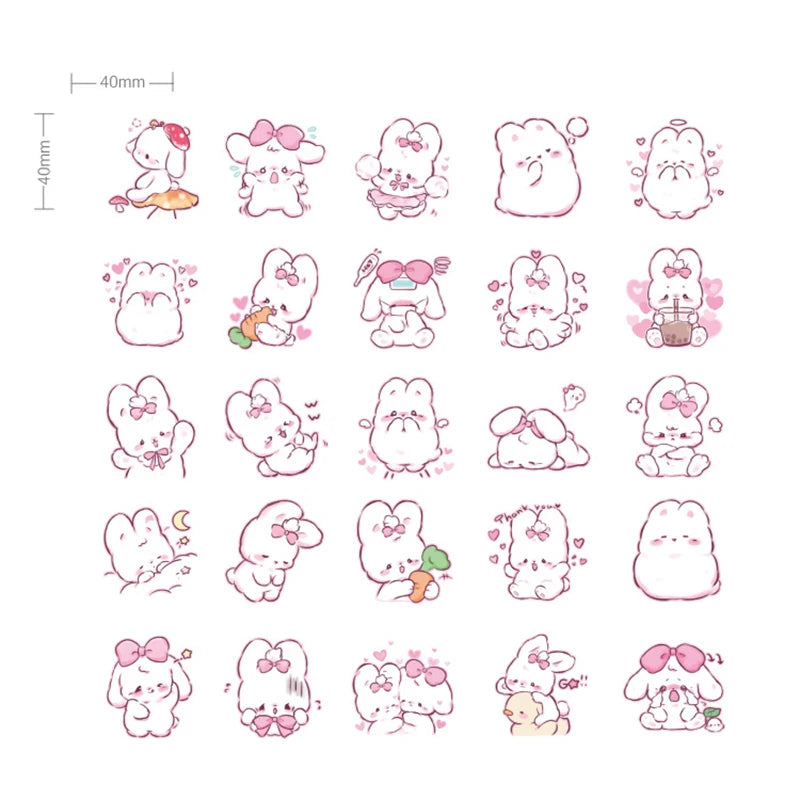 Adorable 45 Pcs Rabbit Kawaii Stickers for Planners π°β¨ β Cute Scrapbooking & Diary Decor!