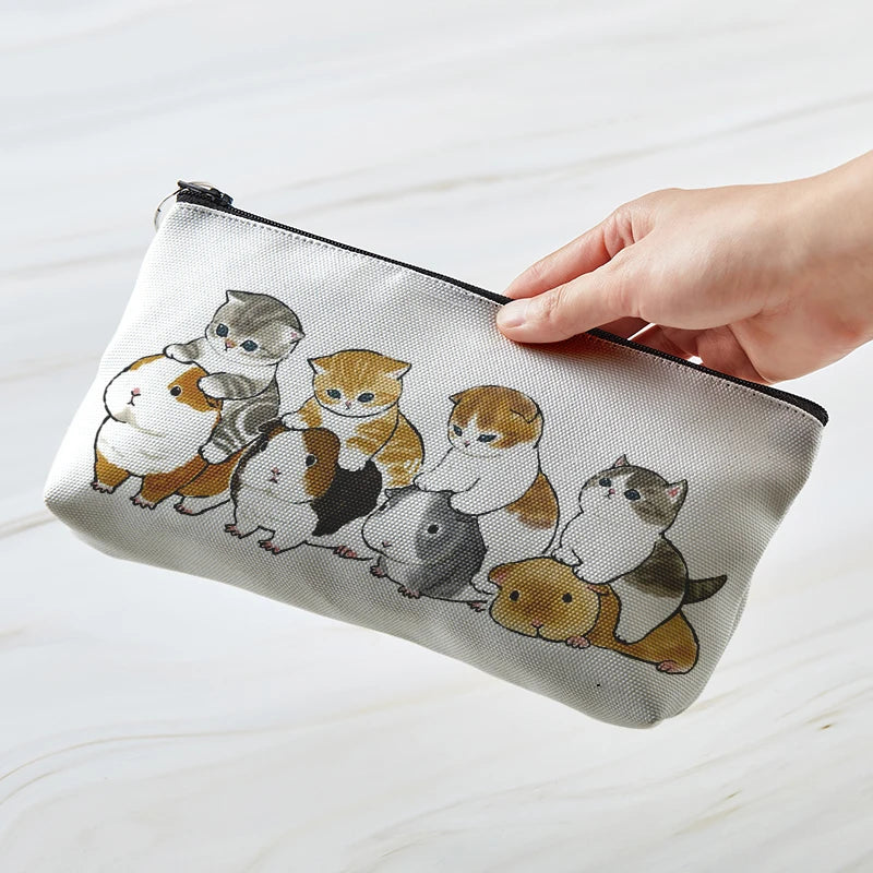 Adorable Kawaii Cat Makeup Bag πΎβ¨ - Cute Canvas Cosmetic Organizer for Travel & Toiletries! ππ