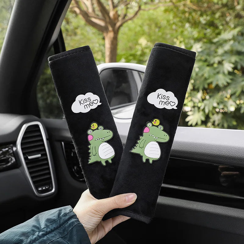 Adorable Kawaii Plush Animal Seat Belt Covers π»π - 2pcs Soft Shoulder Cushion for Kids' Car Safety & Style! πβ¨