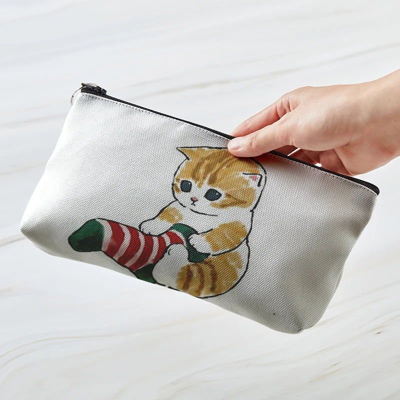 Adorable Kawaii Cat Makeup Bag πΎβ¨ - Cute Canvas Cosmetic Organizer for Travel & Toiletries! ππ