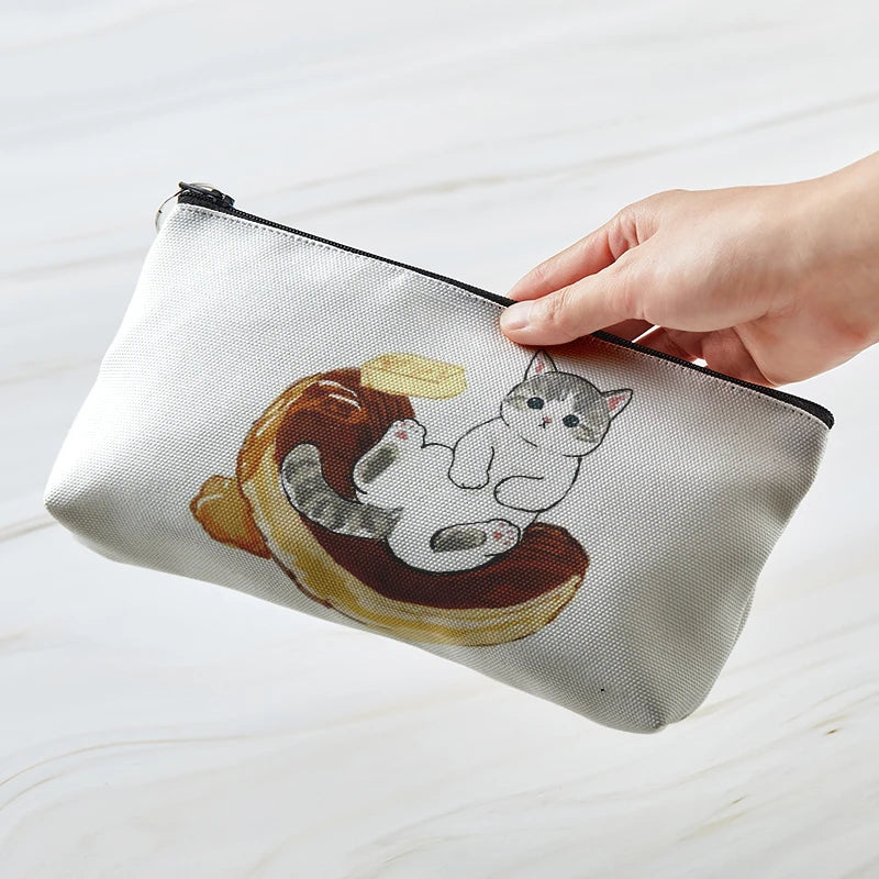 Adorable Kawaii Cat Makeup Bag πΎβ¨ - Cute Canvas Cosmetic Organizer for Travel & Toiletries! ππ
