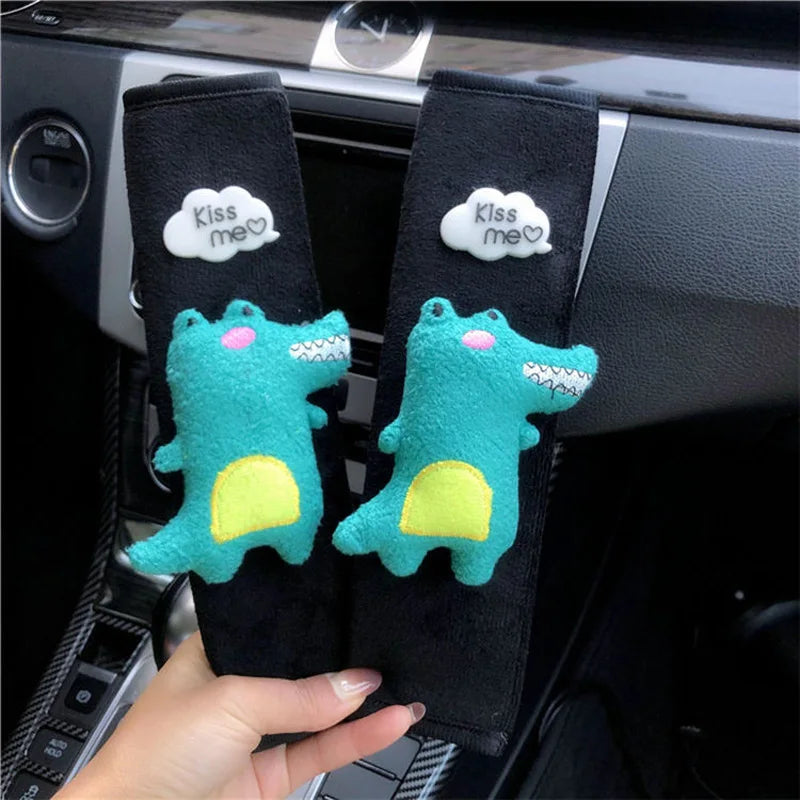 Adorable Kawaii Plush Animal Seat Belt Covers π»π - 2pcs Soft Shoulder Cushion for Kids' Car Safety & Style! πβ¨
