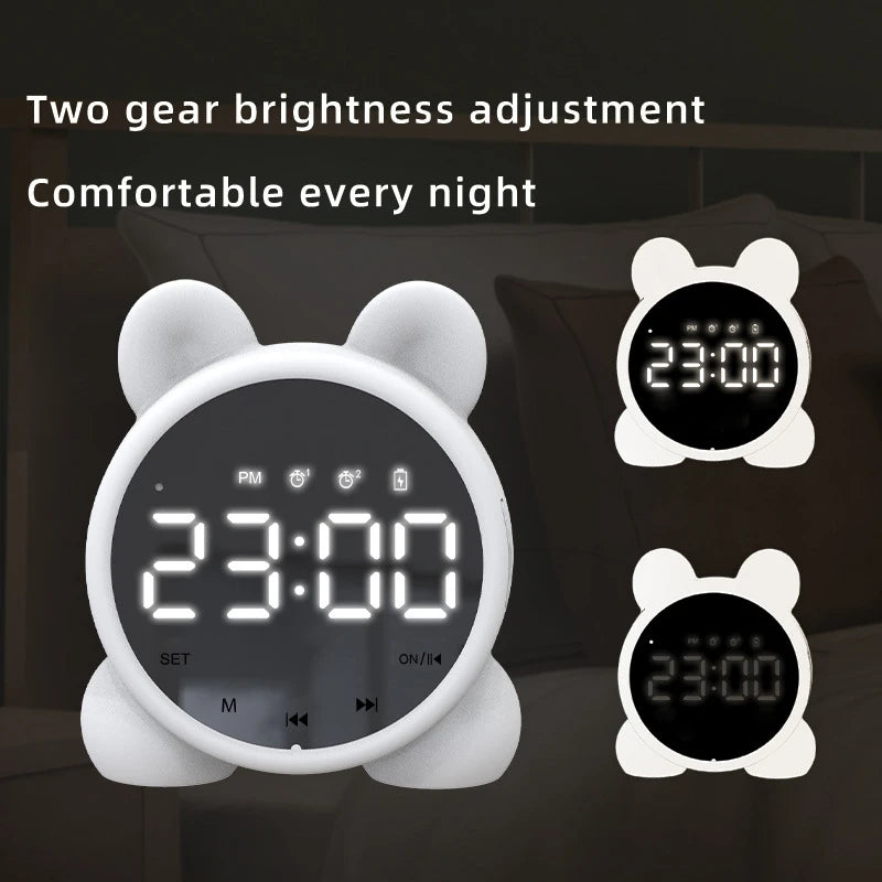 Kawaii Cat Bluetooth Mirror Alarm Clock πΎπ β Adorable Kids Bedside Clock with LED Display & Double Alarms! πΆπ€