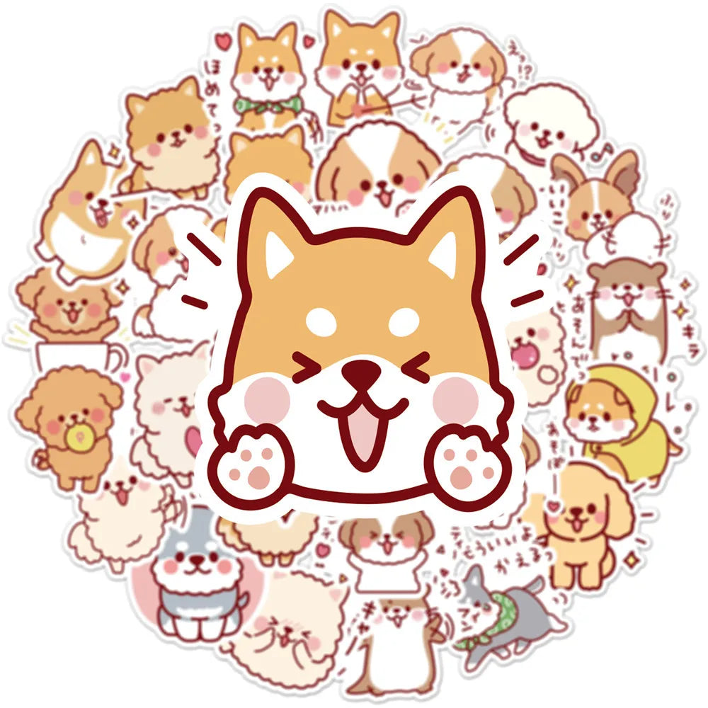 Adorable 50 pcs Kawaii Fluffy Dog Stickers πΆβ¨ - Waterproof PVC for Scrapbooking & DIY Journals! π¨π Perfect Gift & Decor!