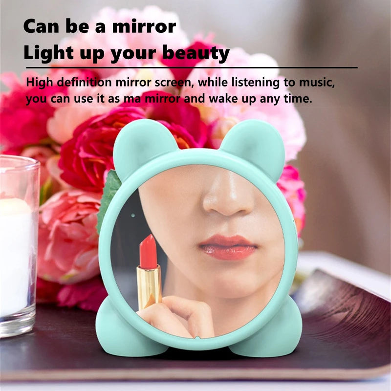 Kawaii Cat Bluetooth Mirror Alarm Clock πΎπ β Adorable Kids Bedside Clock with LED Display & Double Alarms! πΆπ€
