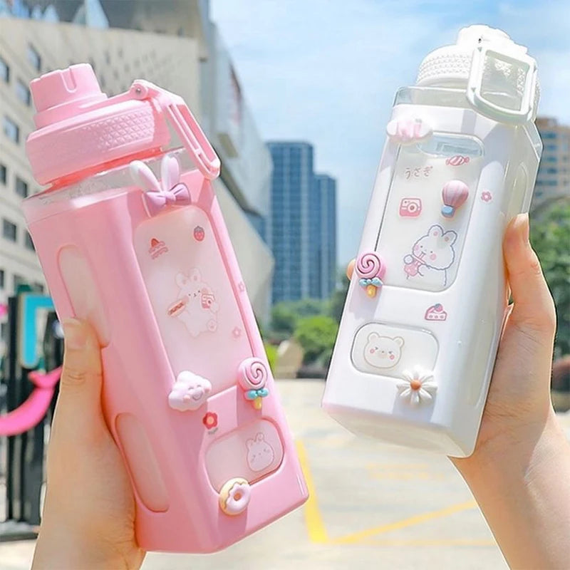π Kawaii Square Straw Bottle π₯€β¨ Cute & Colorful Water Container for Adventures! ποΈπ