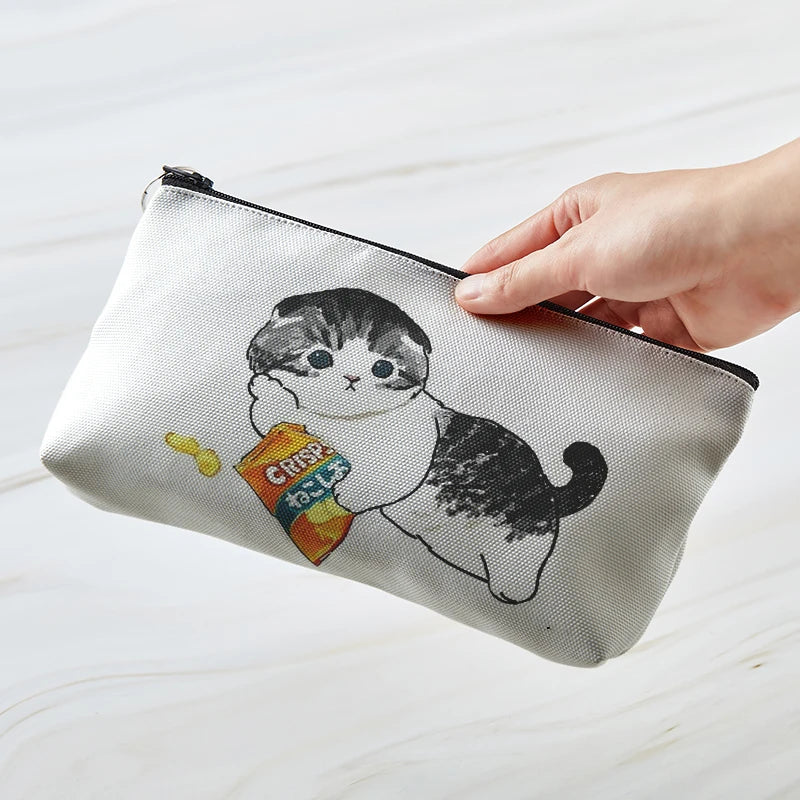 Adorable Kawaii Cat Makeup Bag πΎβ¨ - Cute Canvas Cosmetic Organizer for Travel & Toiletries! ππ